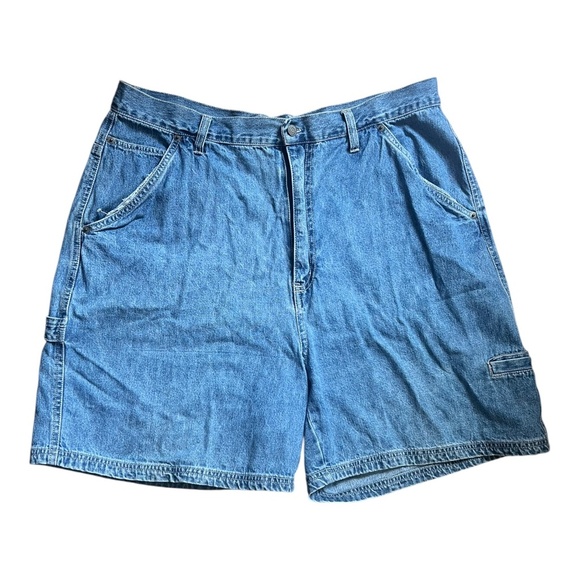 Vintage Denim Jean Carpenter Shorts Size 16W 100% Cotton High Rise - Picture 1 of 3
